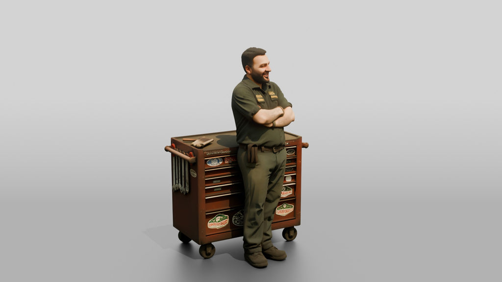 Mechanic Leaning on a Tool Chest