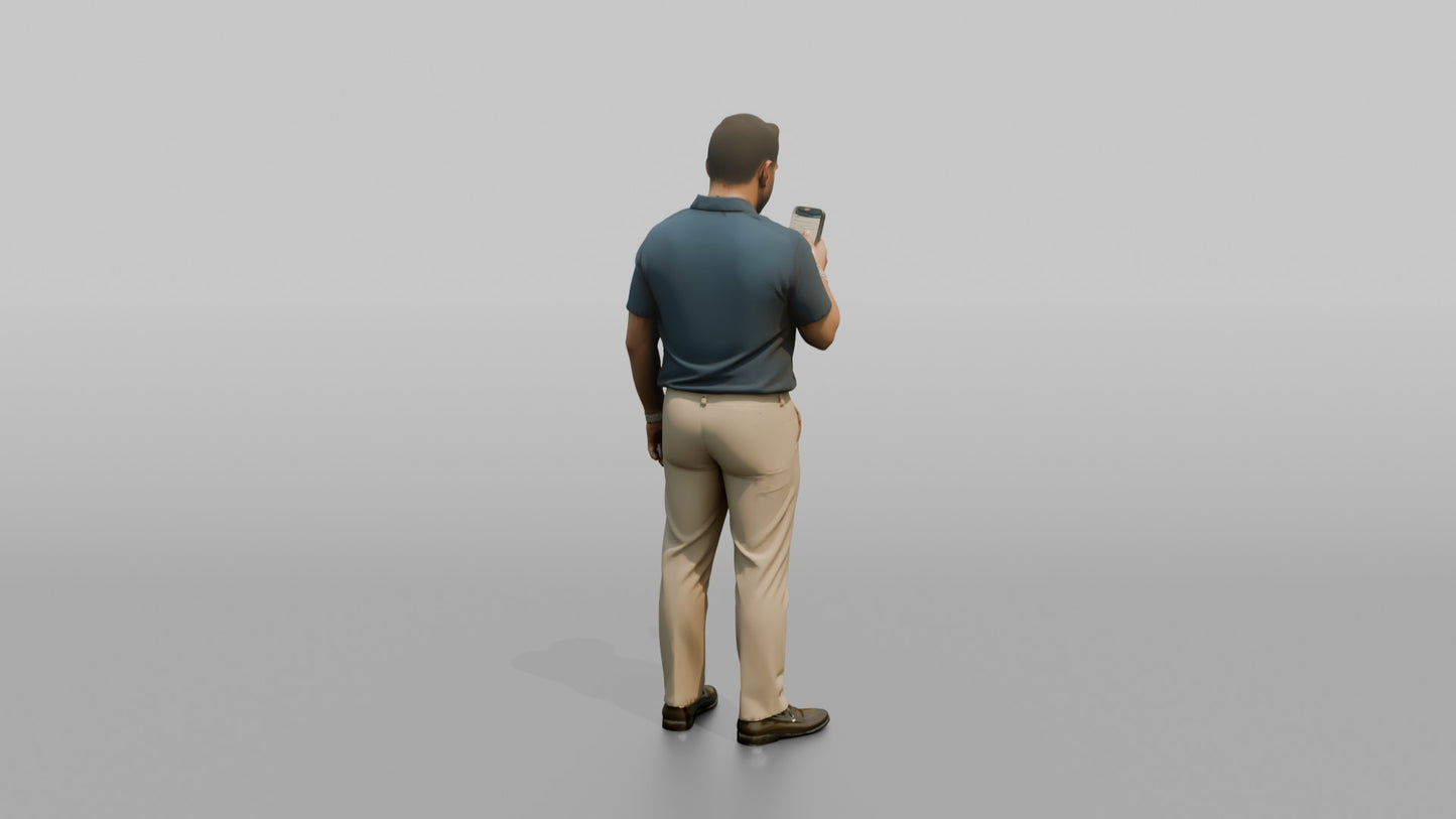 Vacationer Wearing Smart Casual Linen Polo And Trousers