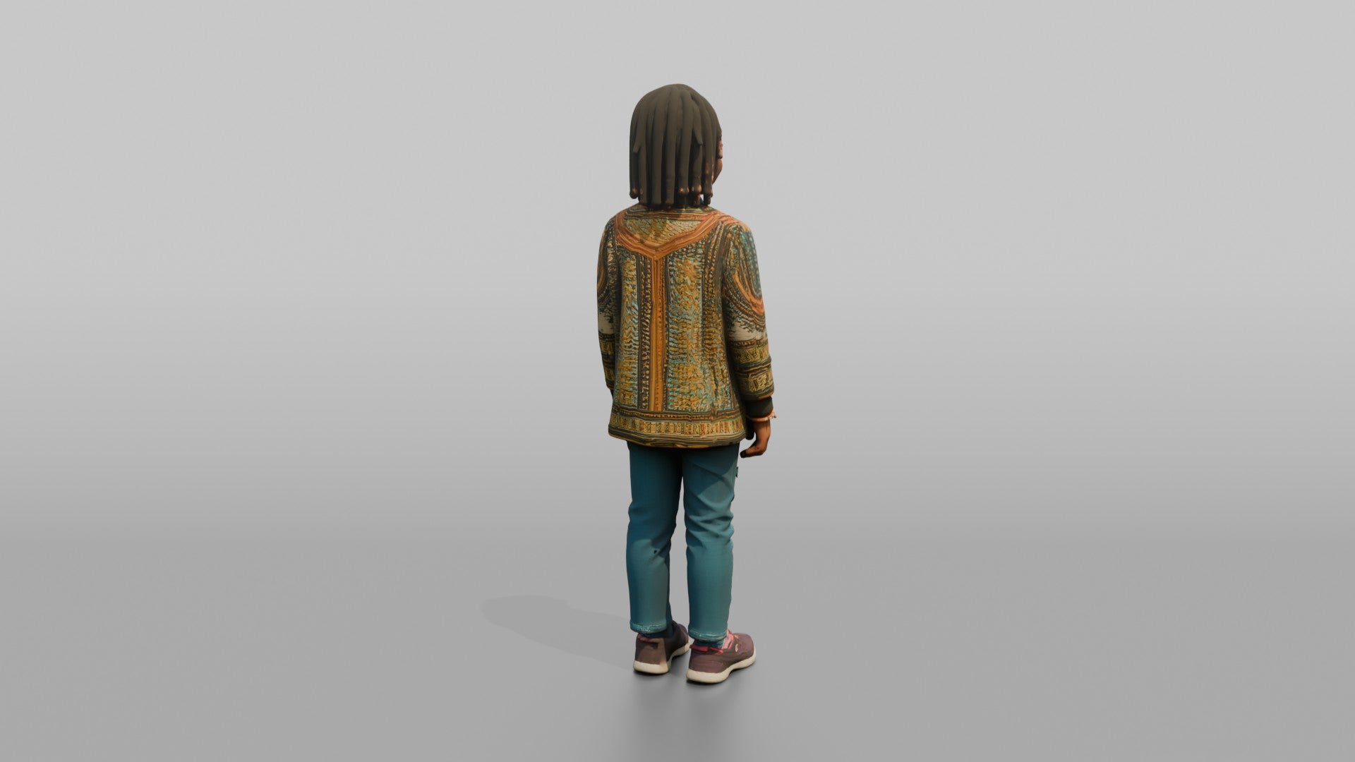 African Girl in Ankara Bomber Jacket and Jeans