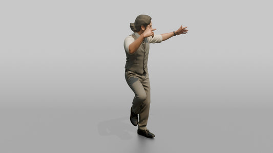 Wedding Guest Breaking into a Funky Dance Move - 3D character model, view 1