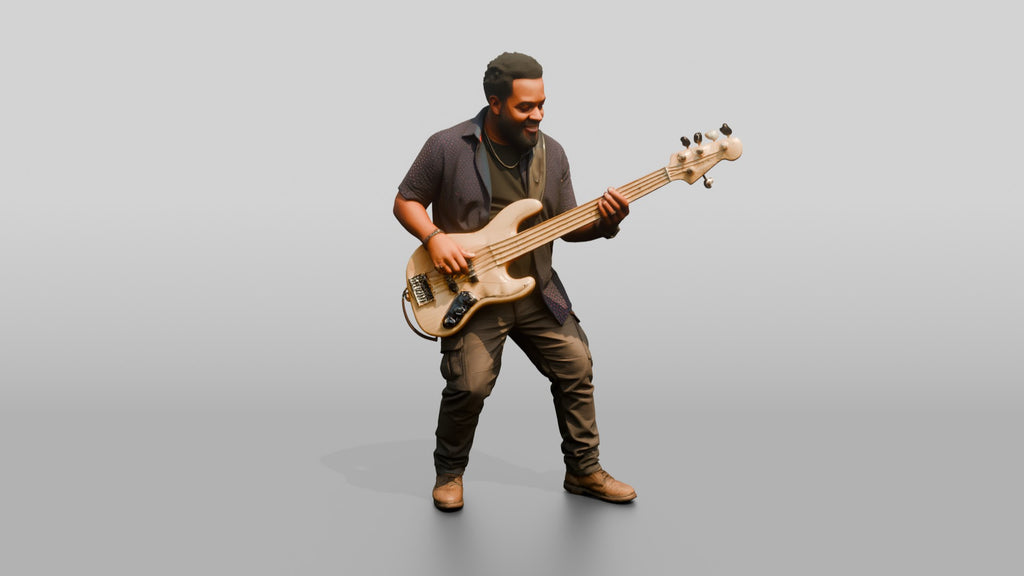Funk Bassist Slapping Electric Bass