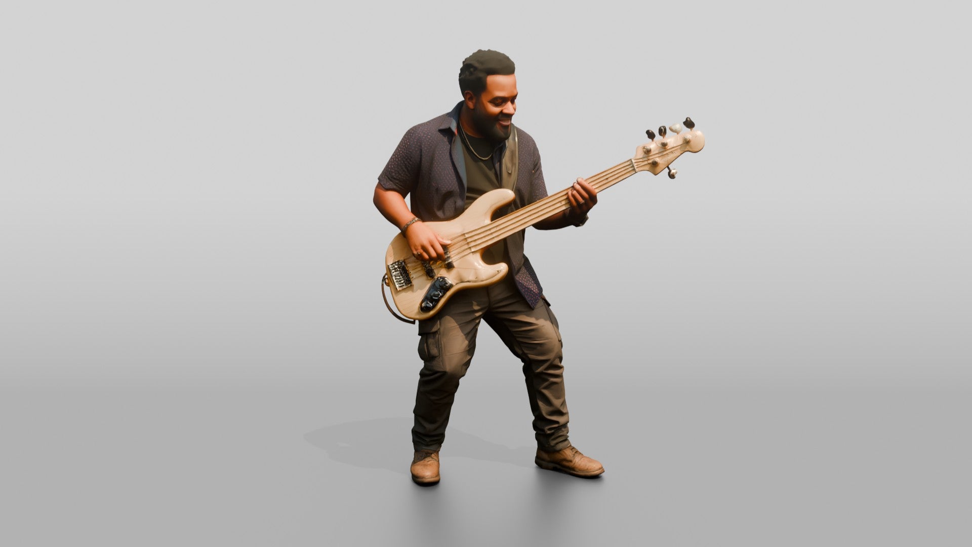 Funk Bassist Slapping Electric Bass