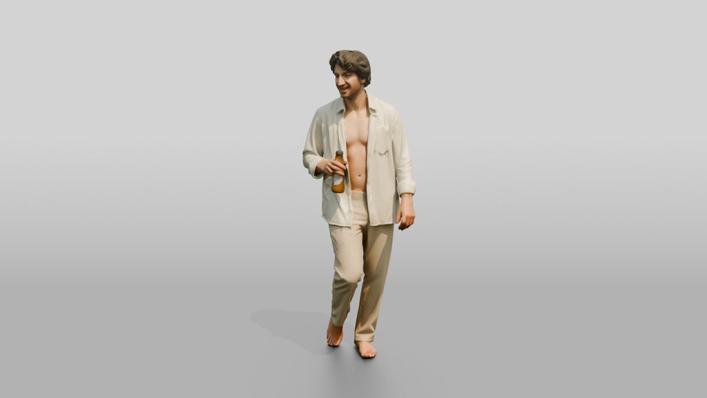 Man Holding a Beer in a White Shirt