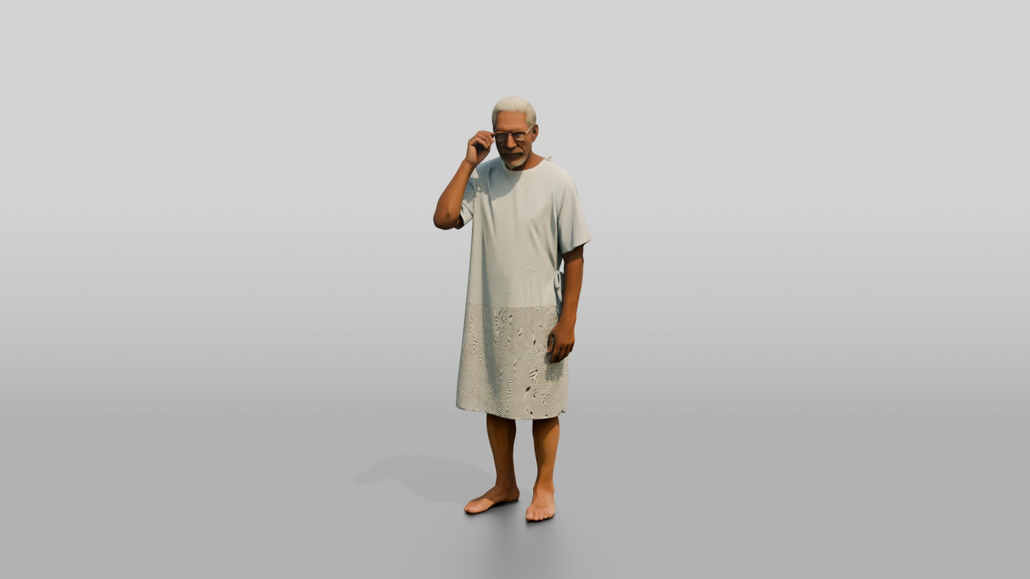 Elderly Man Patient Adjusting His Glasses