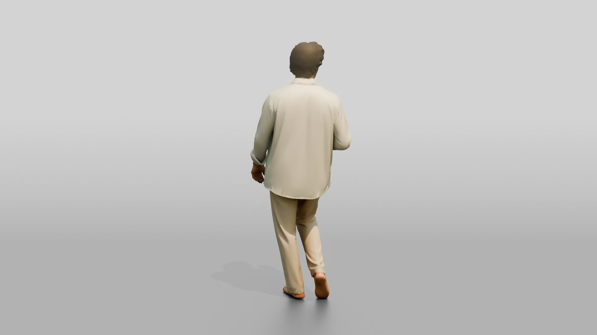 Man Holding a Beer in a White Shirt - 3D character model, view 3