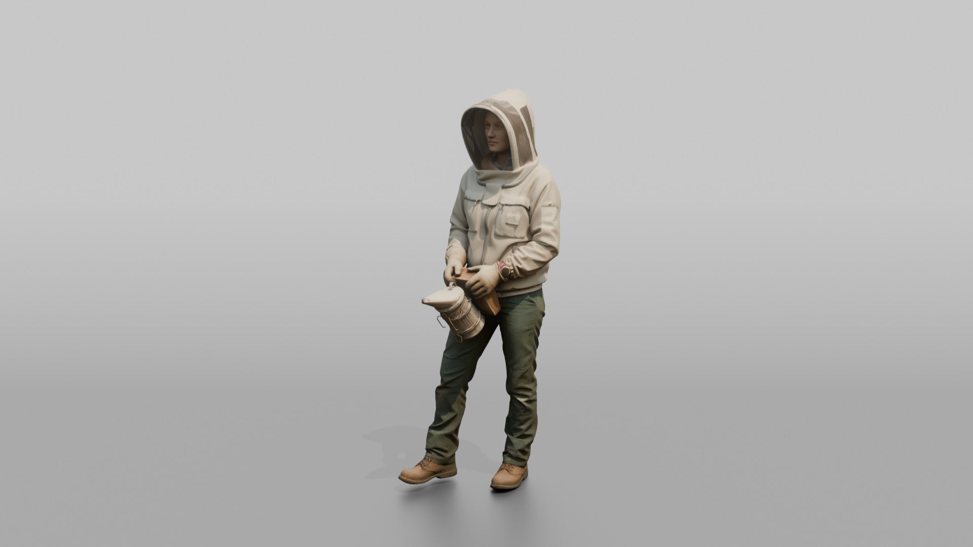 Farmer Holding Smoker Box Wearing Modern