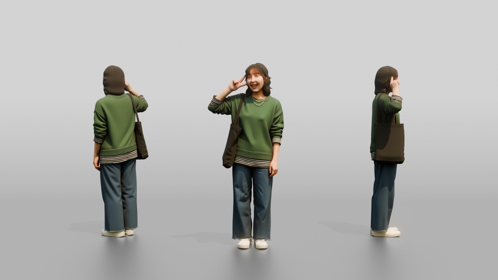 Asian Woman Making a Peace Sign