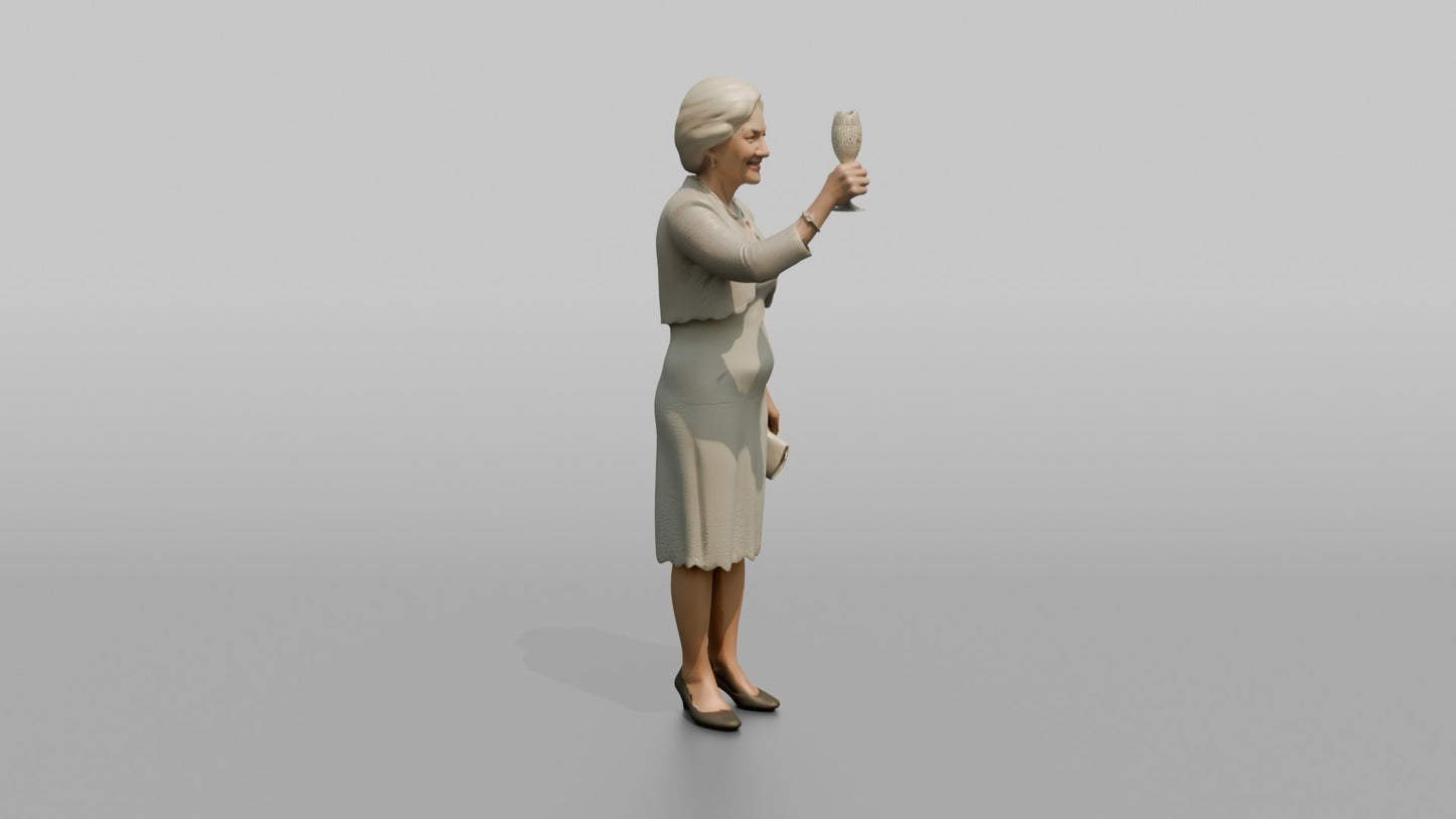 Elderly Wedding Guest Raising a Champagne Flute