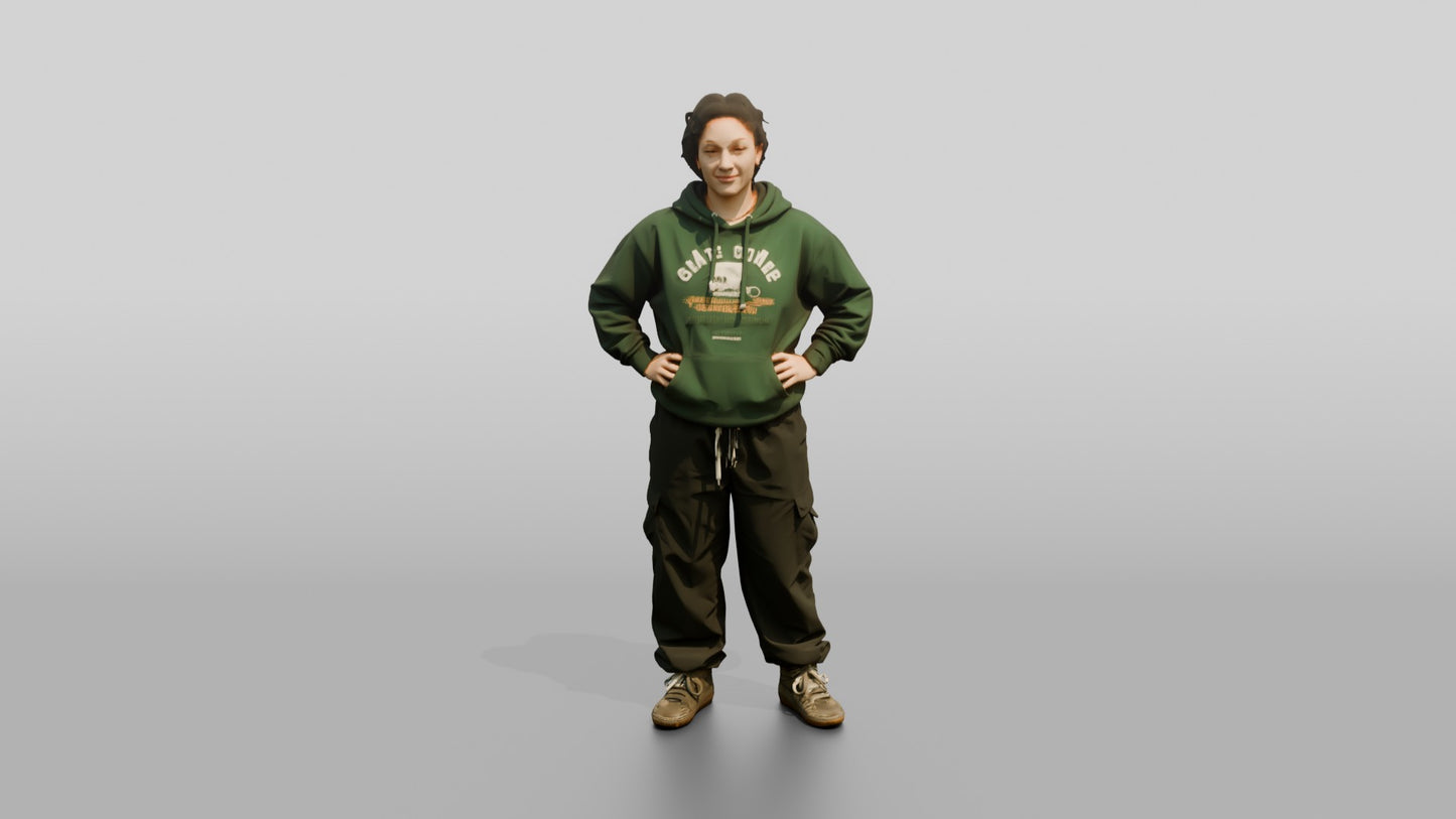 Skater Style Woman in Hoodie