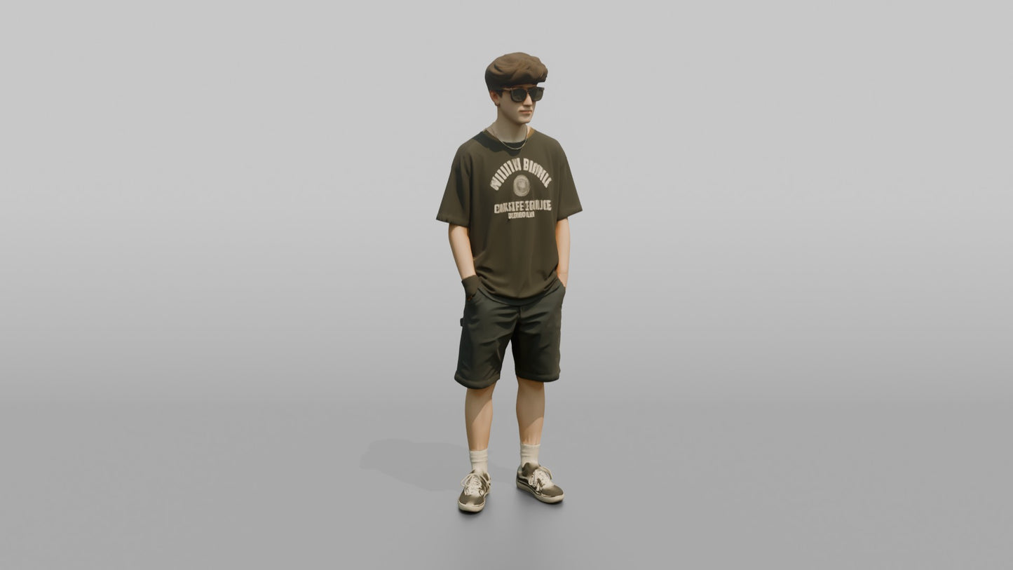 Teenager Posing in a Skate Tee and Sunglasses
