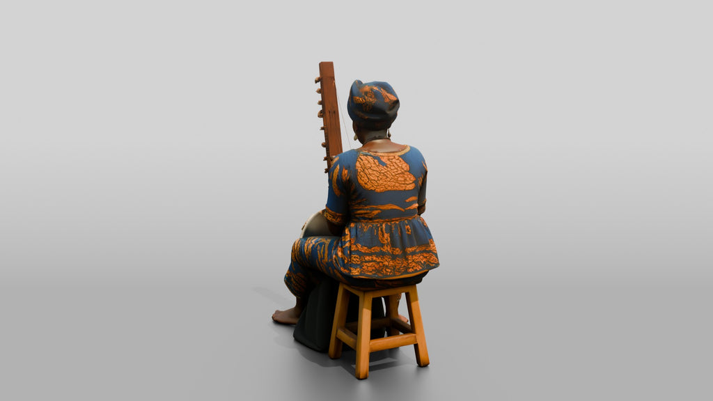 Kora Player Plucking Harp-Lute