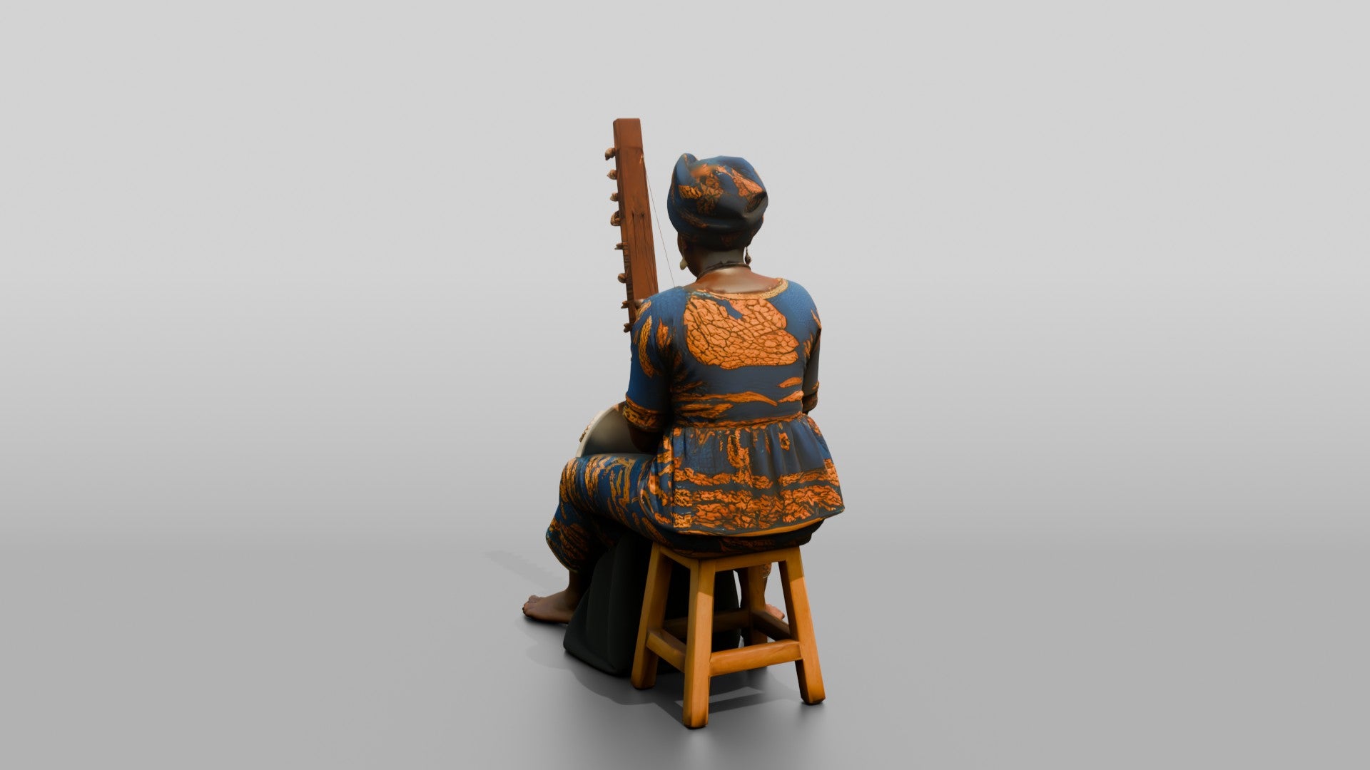 Kora Player Plucking Harp-Lute