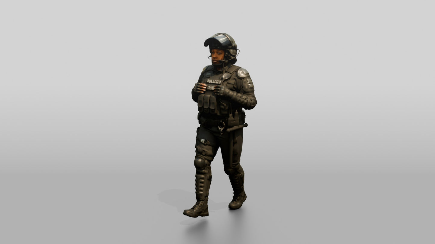 Riot Police Officers Walking on Patrol
