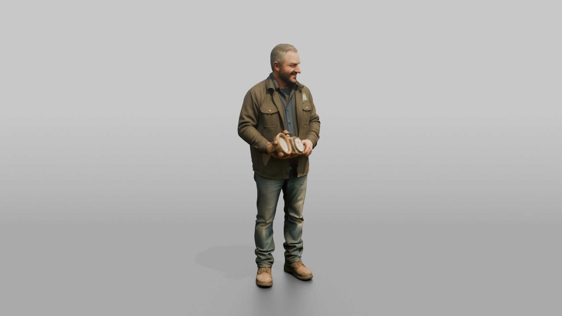 Farmer Holding Open Water Flow Meter Gauge
