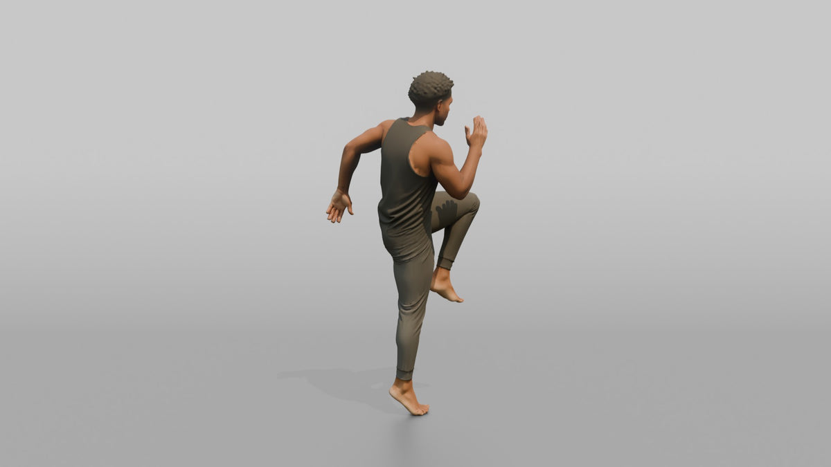 Fitness Influencer Man Doing A High Knee In Place - 3D character model, view 3