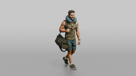 Vacationer Wearing Tank Top - 3D character model, view 1