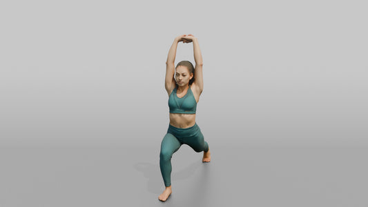 Fitness Influencer Woman Doing A Dynamic Lunge Stretch - 3D character model