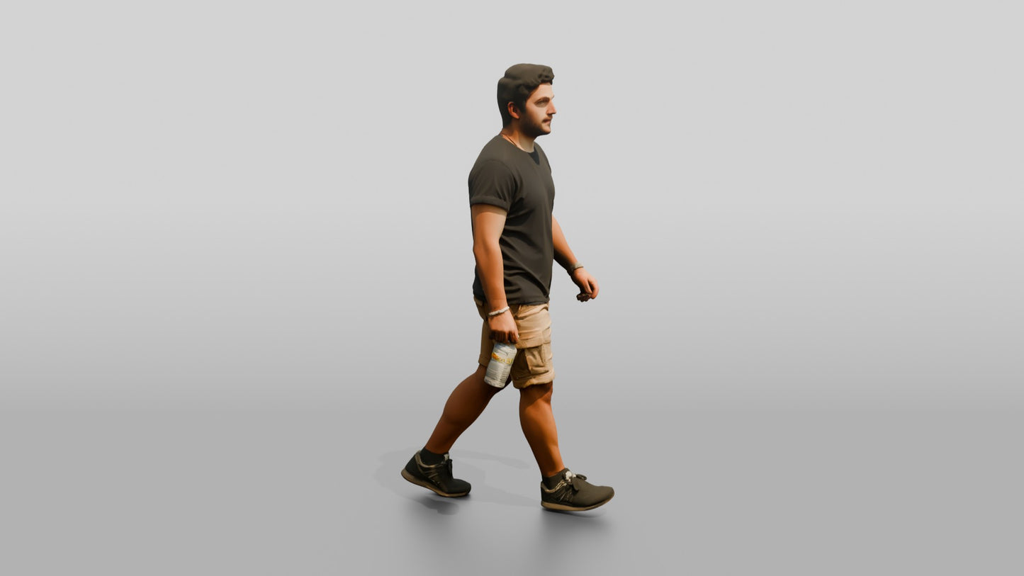 Stocky Spanish Young Man Carrying a Water Bottle
