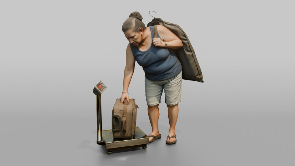 Traveler Weighing Her Suitcase
