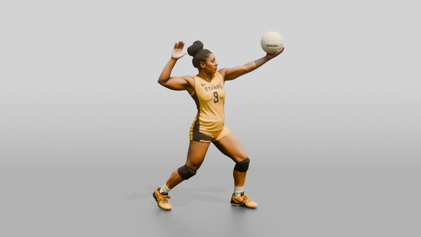 Black Female Volleyball Player in Yellow Uniform