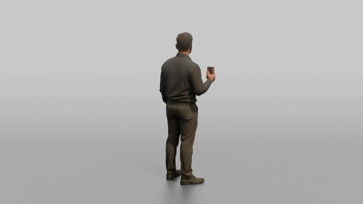 Host Man Holding A Pager Buzzer Device - 3D character model, view 3