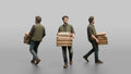 Farmer Carrying Crate Of Animal Feed Bags