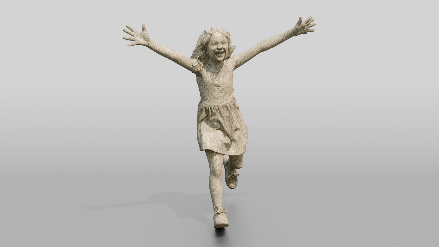 Slender Greek Girl Running with Outstretched Arms