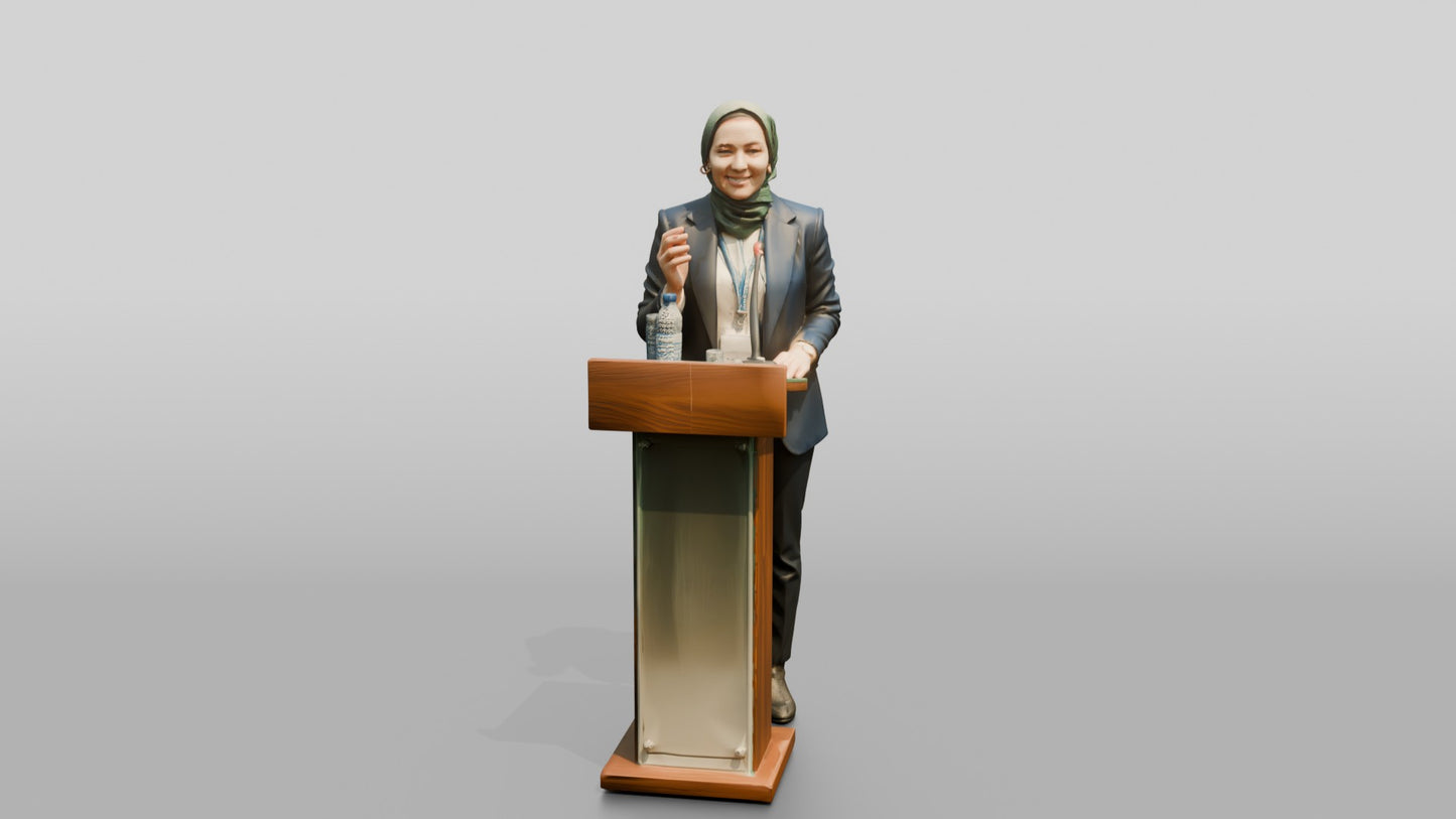 Woman Presenting at a Podium