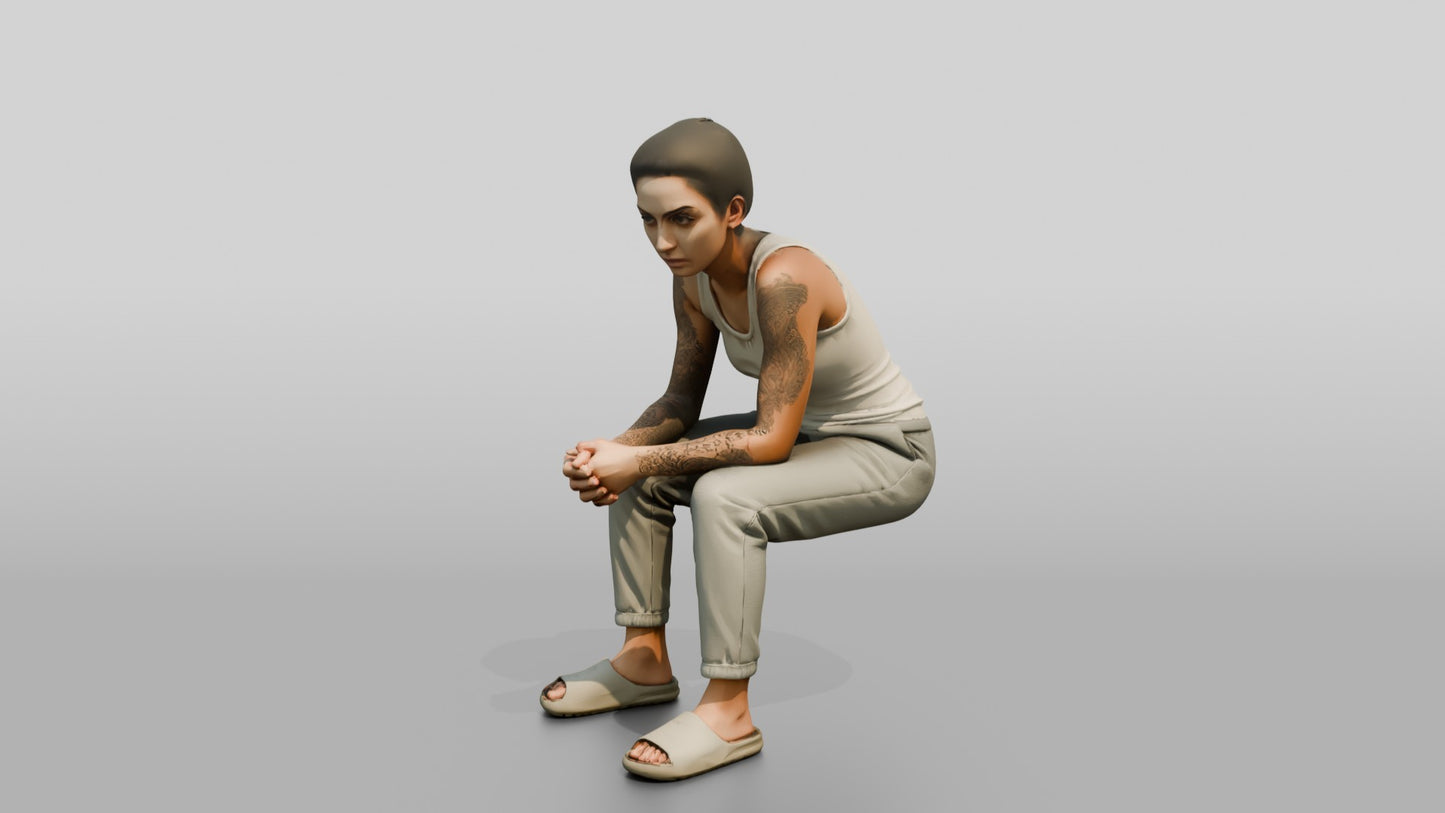 Middle Eastern Female Prisoner in Grey Joggers