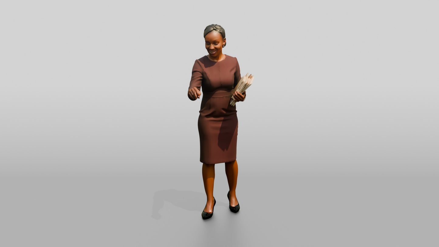 Businesswoman Gesturing with a Folder