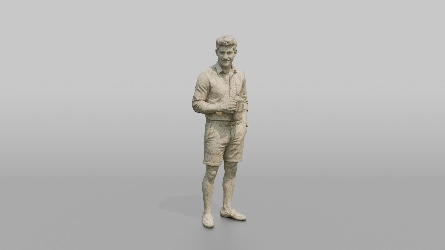 Vacationer Wearing Fitted Linen Shirt