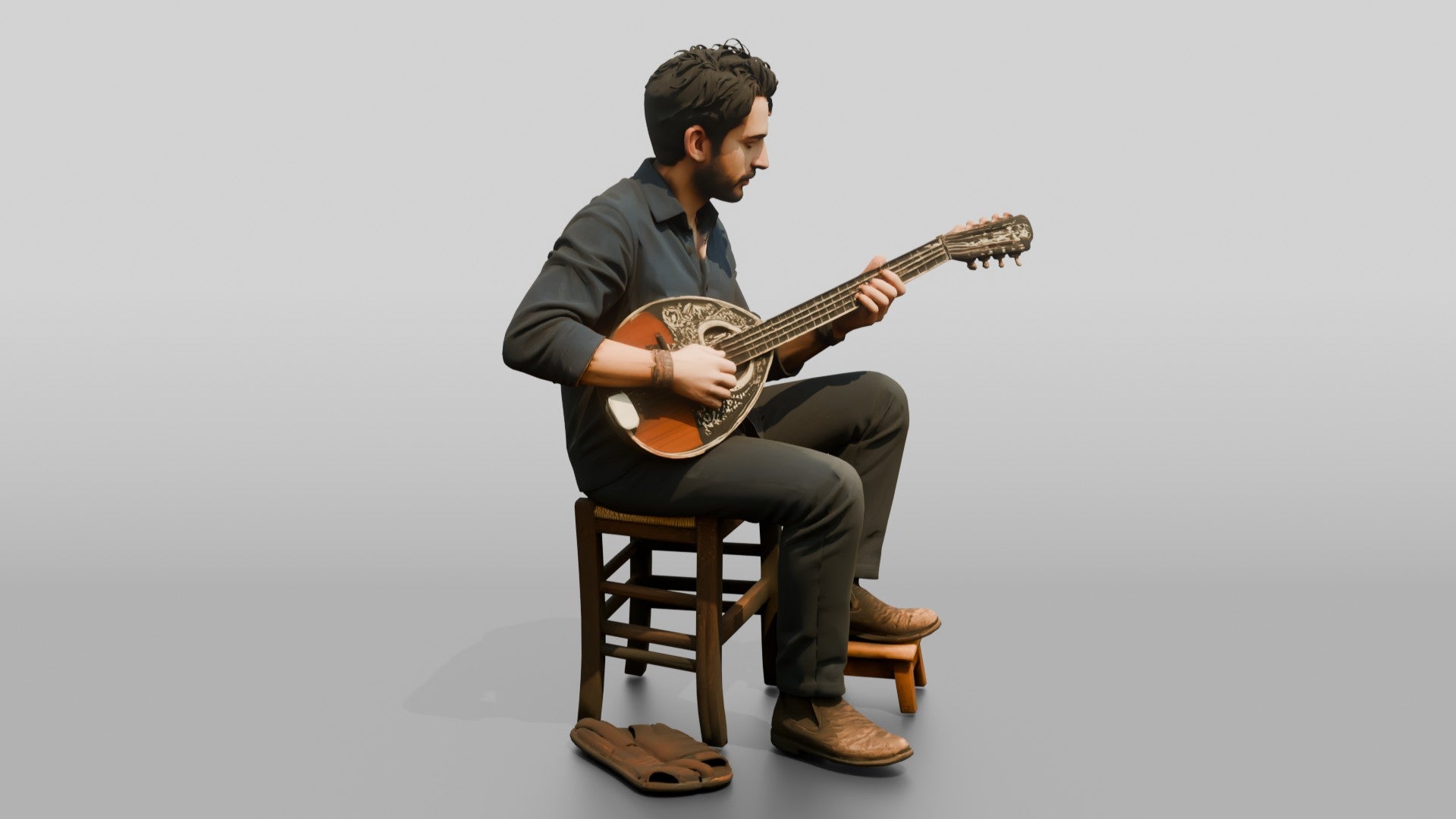 Bouzouki Player Picking Melodies
