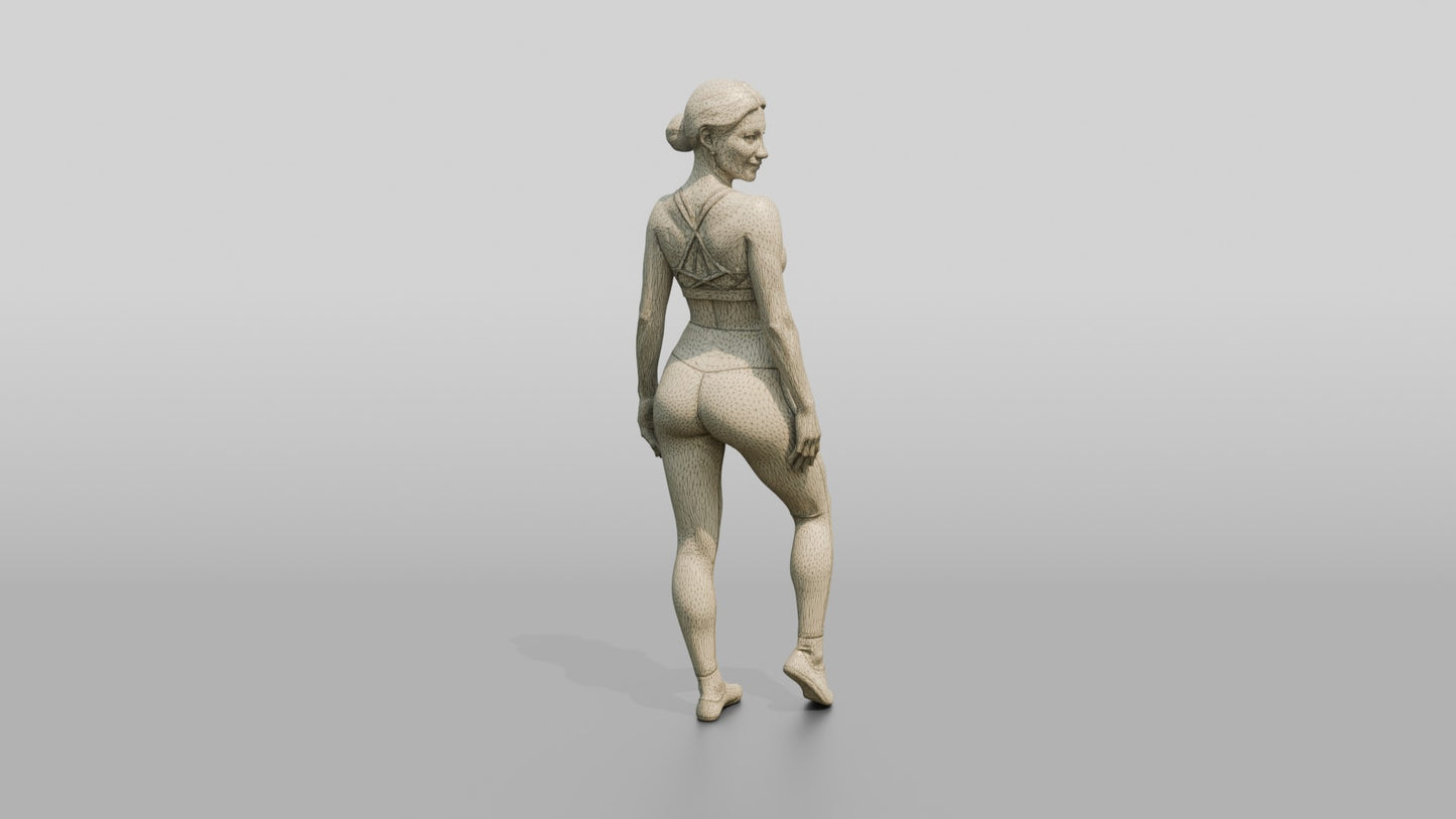 Blonde Woman Standing in Mint Green Activewear