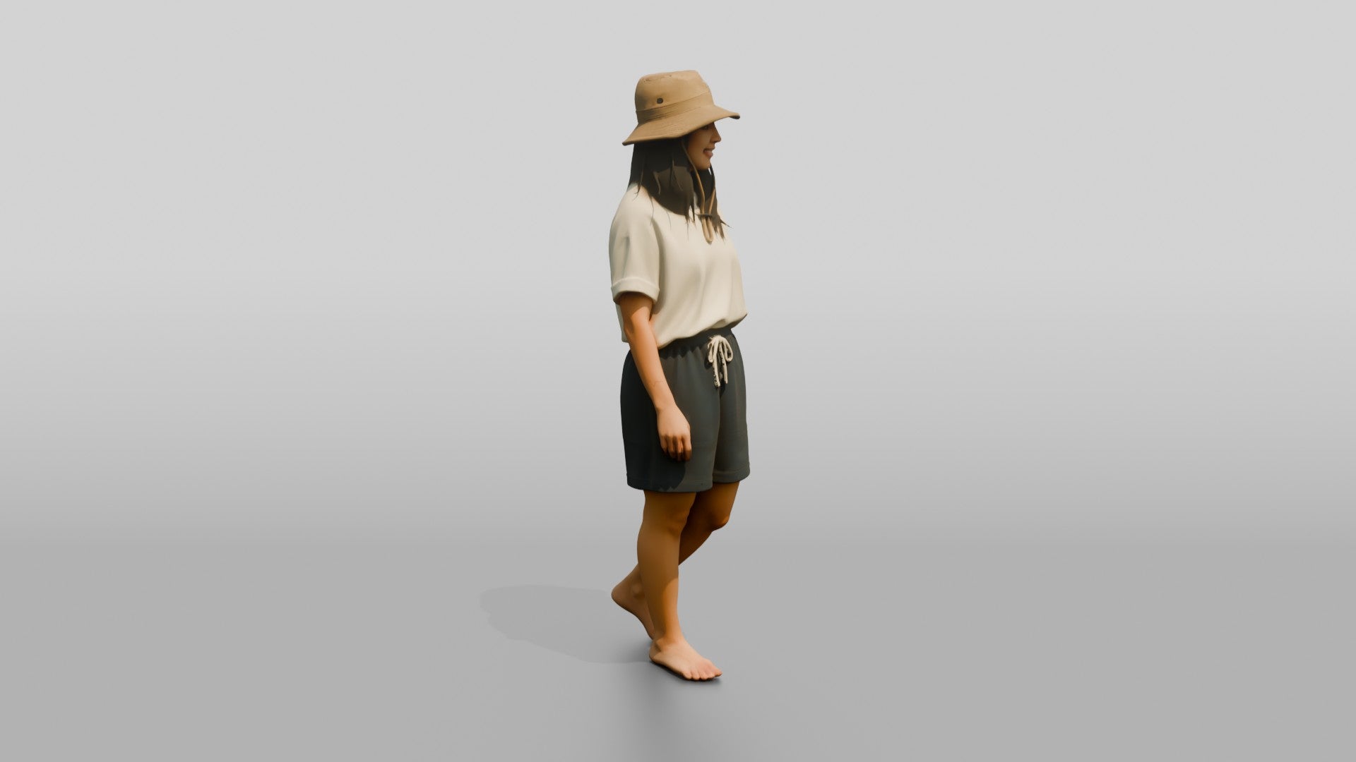 Woman Shifting Stance in Beach Pose