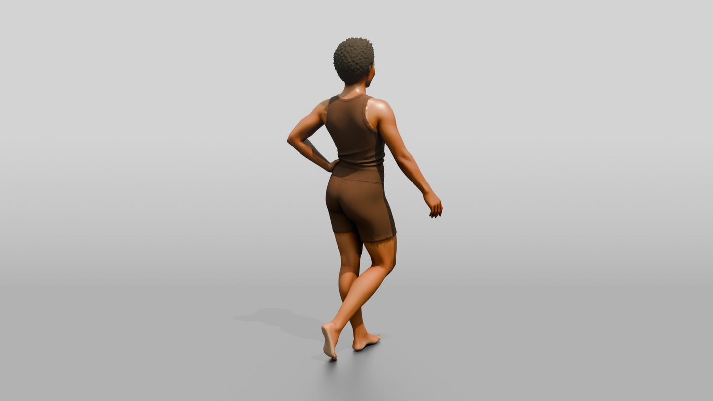 Black Woman in Brown Activewear with Hand on Hip