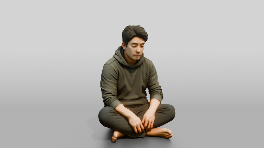 Homeless Man Looking Unfocused While Seated on the Floor