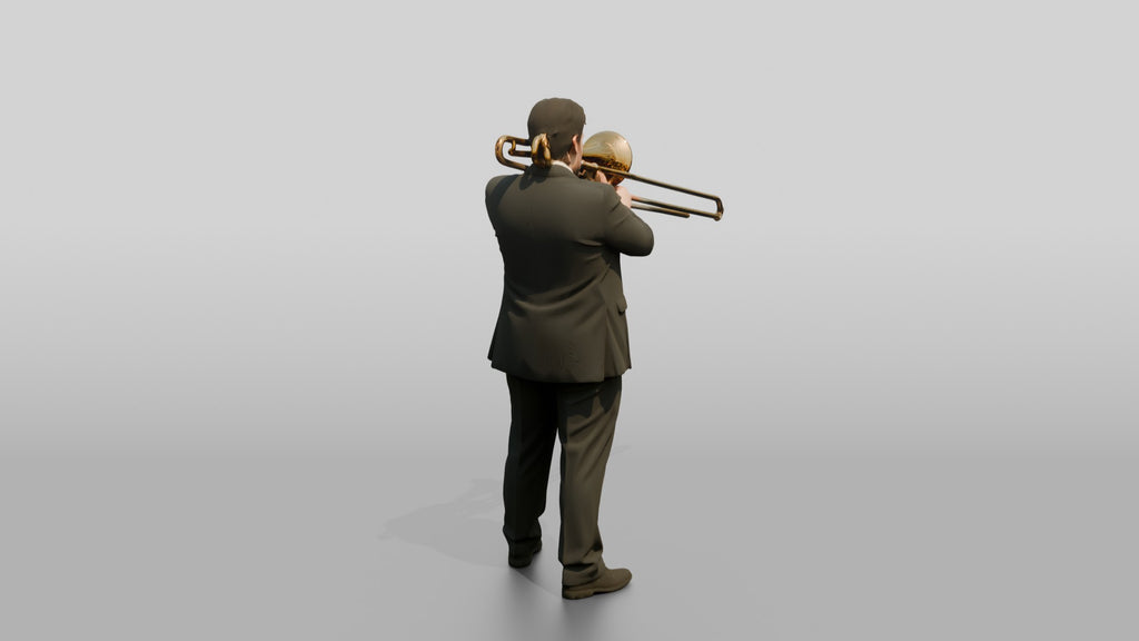 Trombone Player Extending Slide