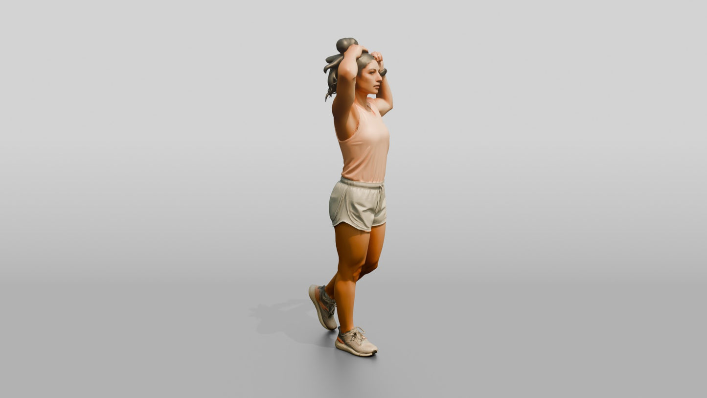 Athletic Greek Woman Tying Her Hair Back