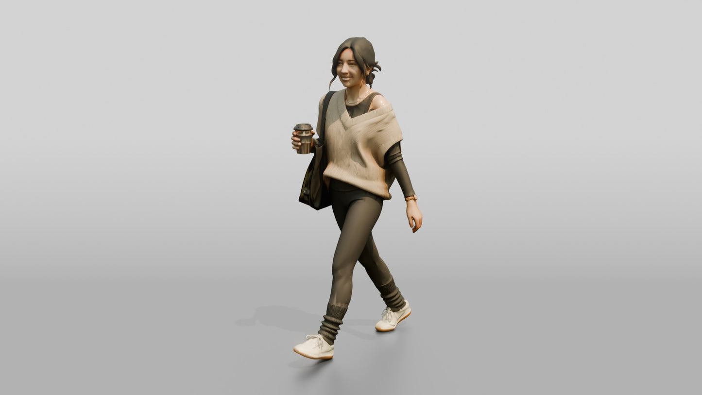 Walking Woman with Coffee