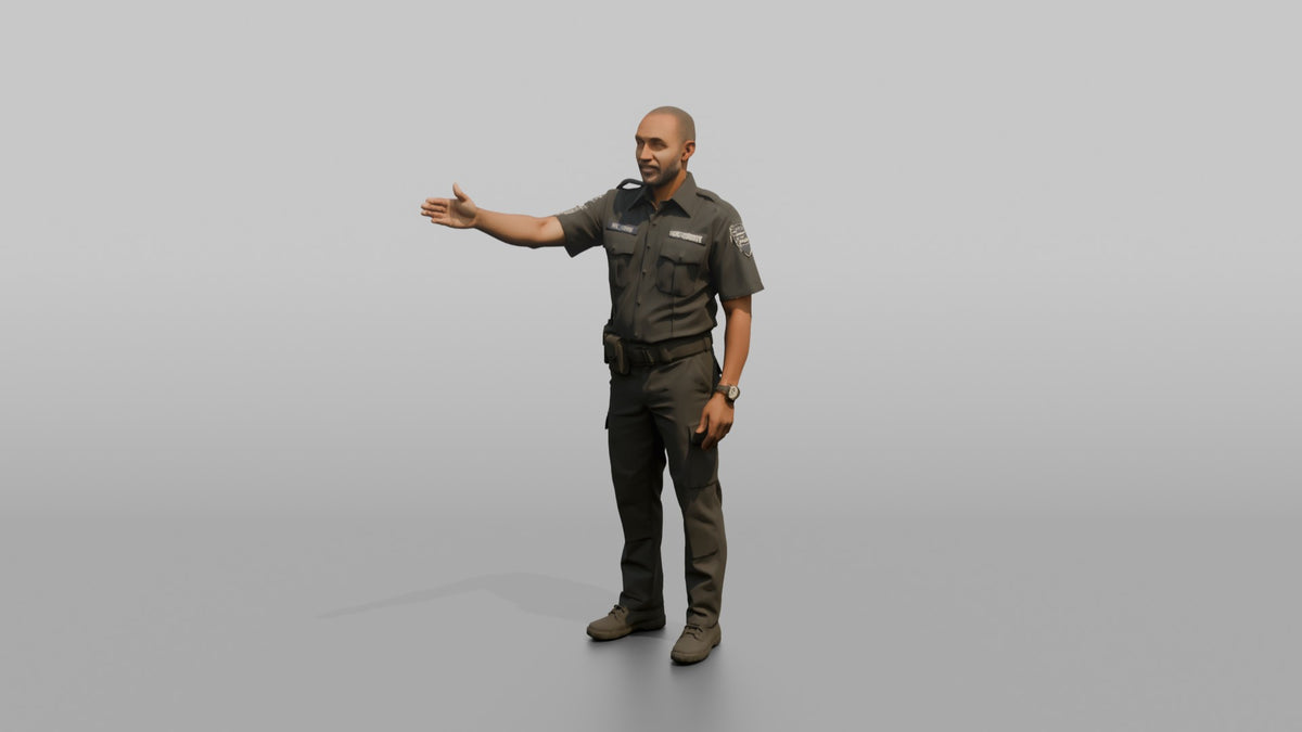Door Staff Man Gesturing For A Guest To Step Forward - 3D character model, view 4