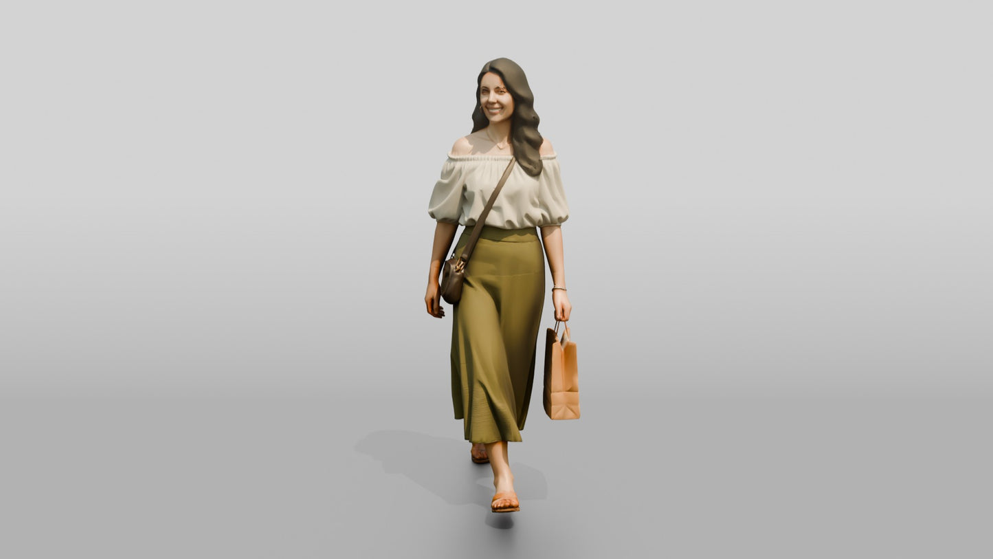Slender Croatian Woman Carrying a Leather Purse