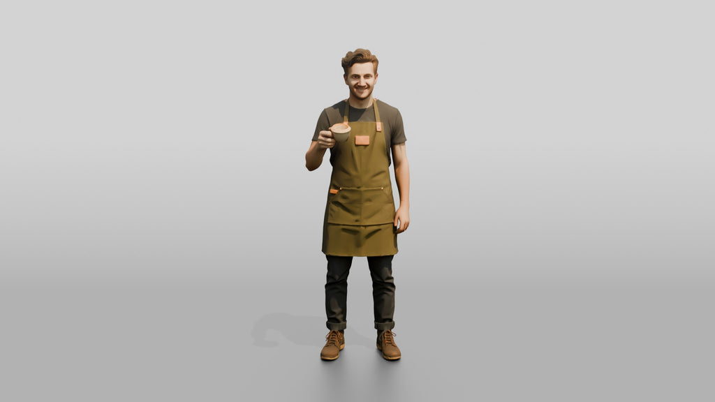Young Man Barista Creating Latte Art