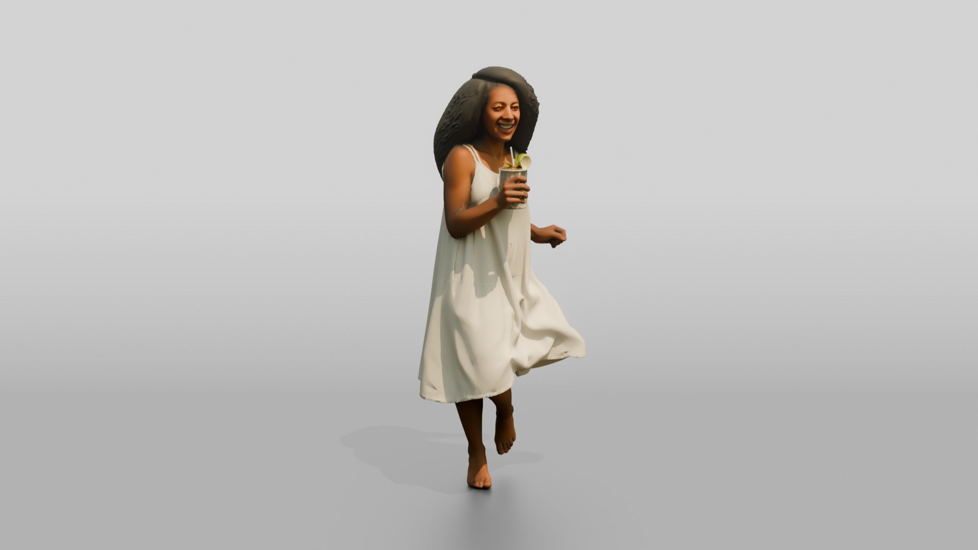 Woman Dancing in a White Dress