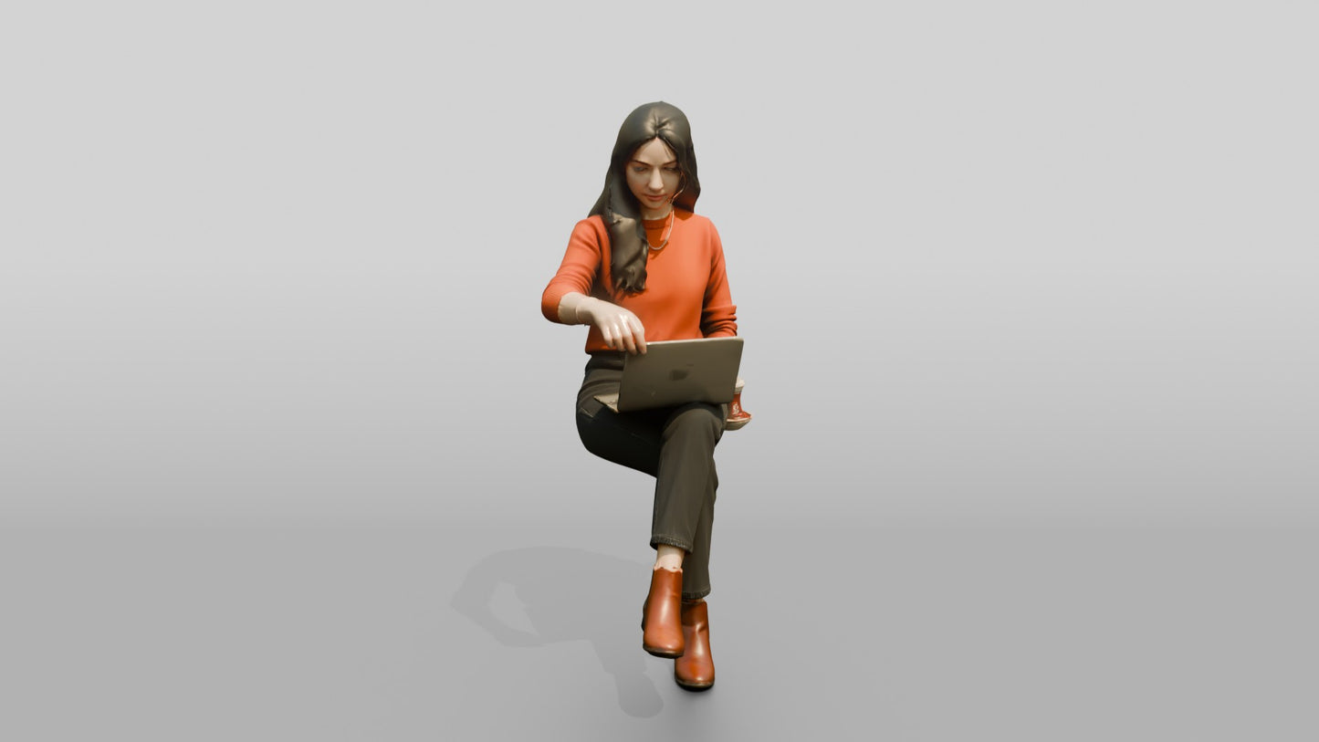 Woman Adjusting Laptop Screen