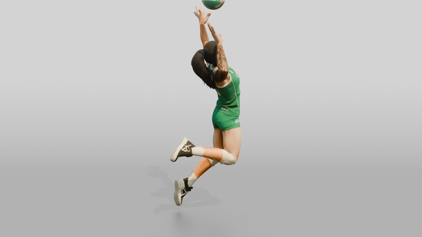 Hispanic Female Volleyball Player in Green Kit