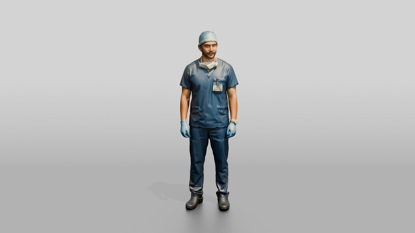 Young Hispanic Man Doctor Standing Straight