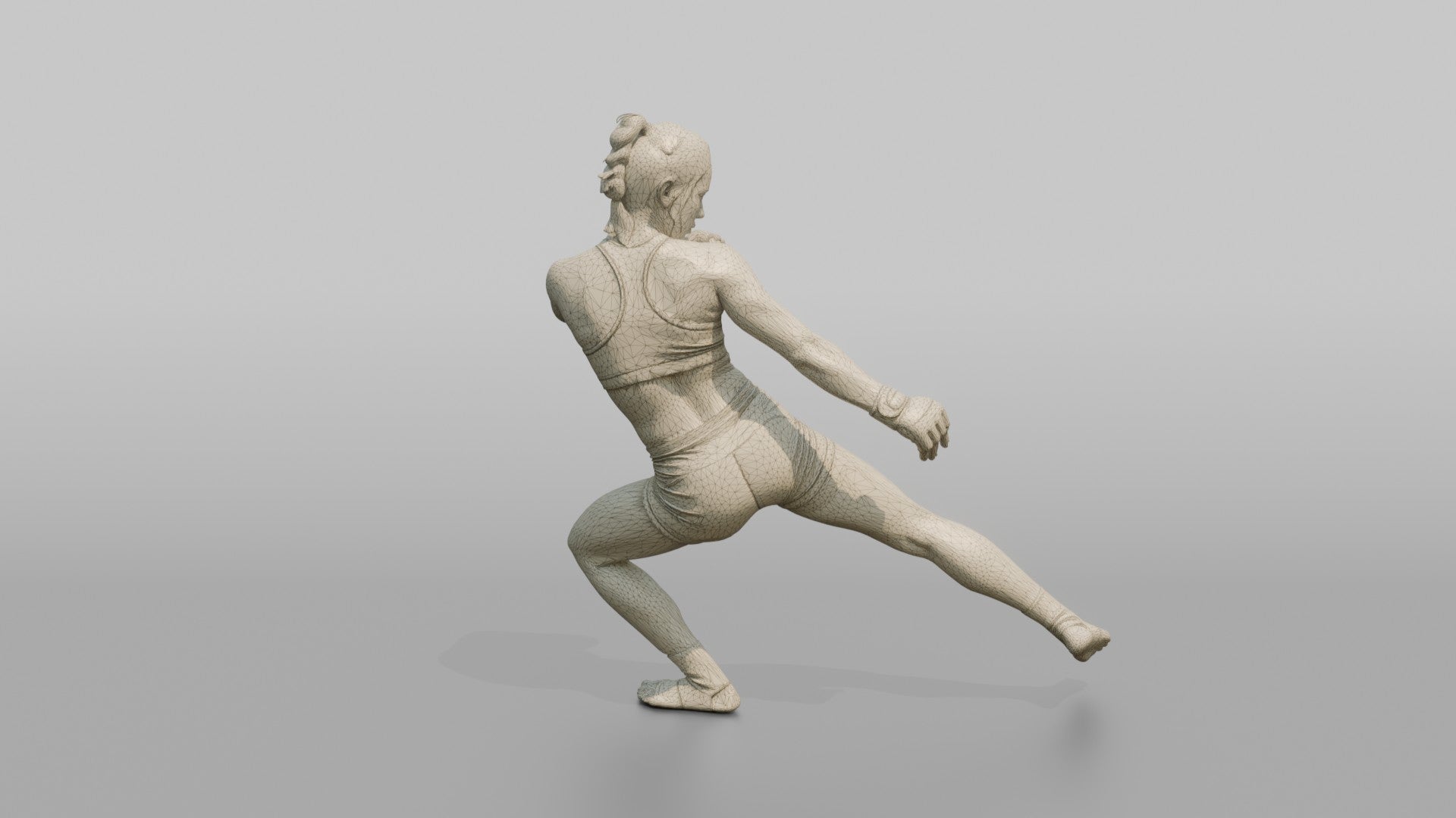 MMA Fighter Low Sweeping Leg Kick with Dynamic Balance