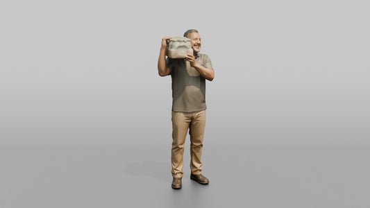 Father Carrying A Case Of Bottled Water On One Shoulder - 3D character model