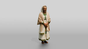 Elderly Ethiopian Woman in Traditional White Dress and Shawl - 3D character model, view 1
