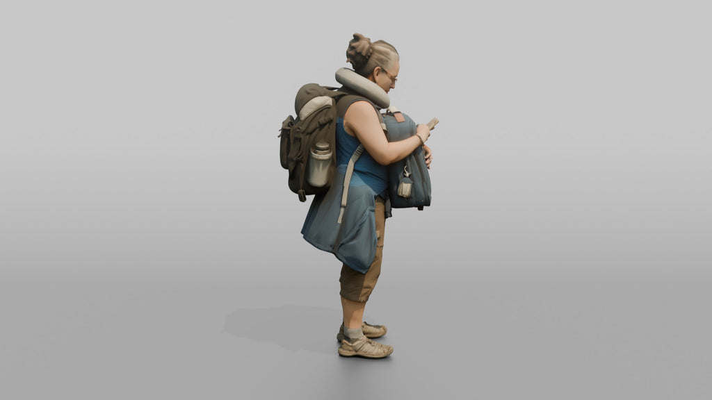 Traveler Hugging Her Carry-On Bag